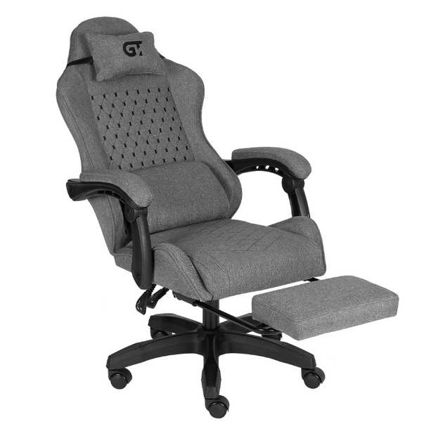 Крісло геймерське GT Racer X-2339 Fabric Black/Gray тканина до 80 кг з регулюванням висоти та нахилу 135&deg; з підставкою для ніг X-2339_Fabric_Black/Gray фото